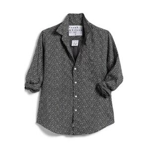 Frank & Eileen Barry Shirt Large barry woven button up in black rosesItaly